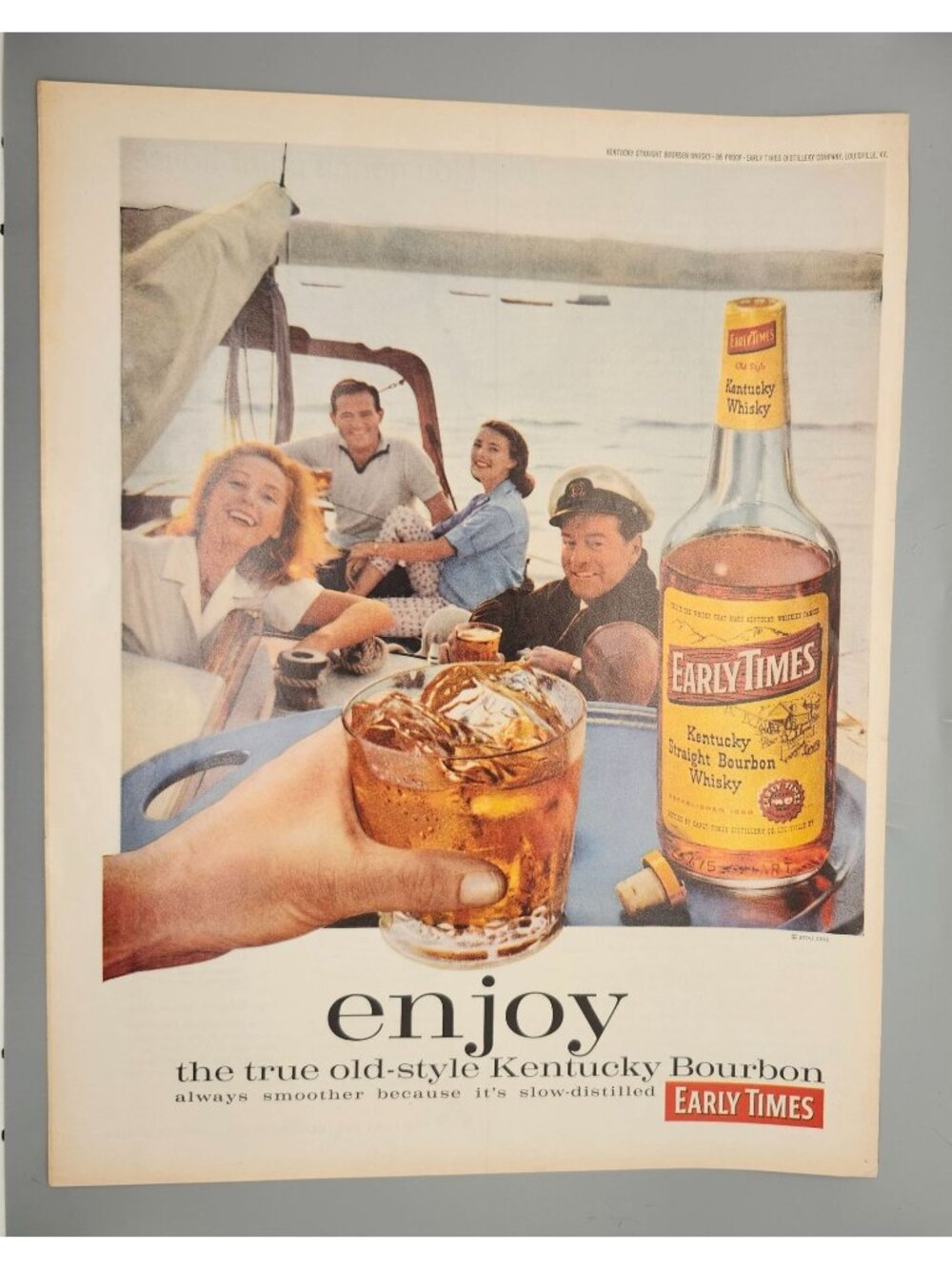 Vintage 1963 Early Times Kentucky Bourbon Ad - Boating Scene - 10.5" x 13.5"